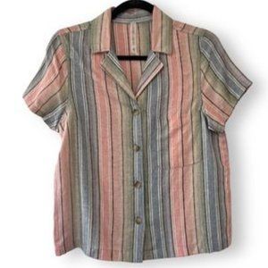 Ban Jara Striped Short Sleeve Button Down Shirt